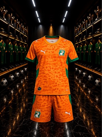 Ensemble Football Cote d'ivoire, Enfant, Maillot + Short, Ablanc,