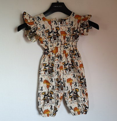 Combinaison enfant en tissu pagne wax du Cameroun