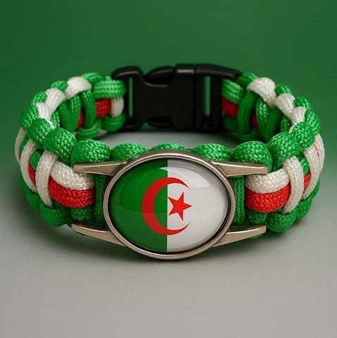 Bracelet plaque acier, Drapeau national, supporters ,Drapeau, fans supporters, Algérie,