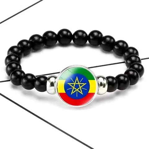 Bracelet plaque acier, Drapeau national, supporters ,Drapeau, fans supporters, Ethiopie,