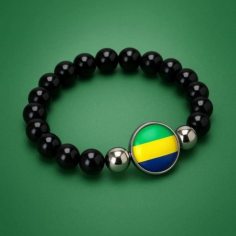 Bracelet Perles drapeau du Gabon, Supporters Football Africain. africa. can, Afrique, football, djankawax, Africa Football, Diaspora Africaine, drapeau,