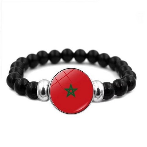 Bracelet plaque acier, Drapeau national, supporters ,Drapeau, fans supporters, Maroc,
