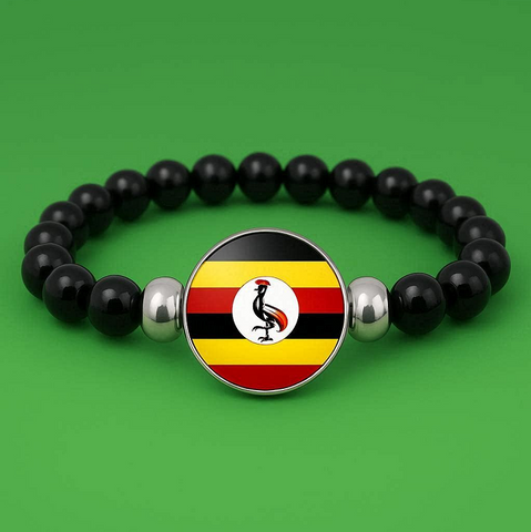 Bracelet Perles drapeau Ouganda,