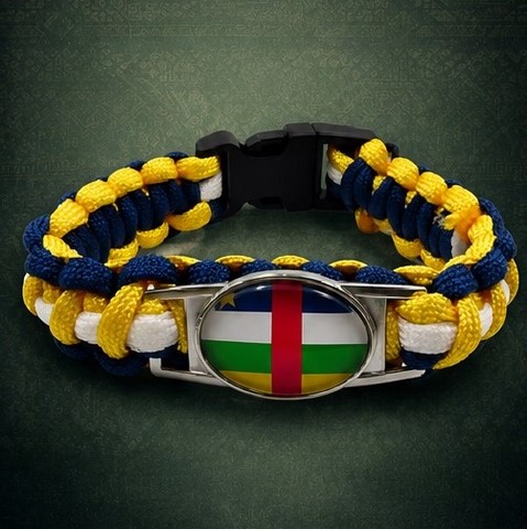 Bracelet plaque acier, Drapeau national, supporters ,Drapeau, fans supporters, RCA, république centraficaine;
