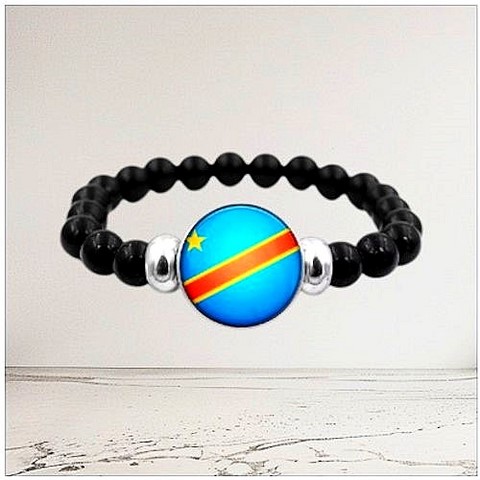 Bracelet plaque acier, Drapeau Congo RDC, Les Leopards, Supporter RDC, Football Africain, Fans, Football, République Démocratique du Congo,