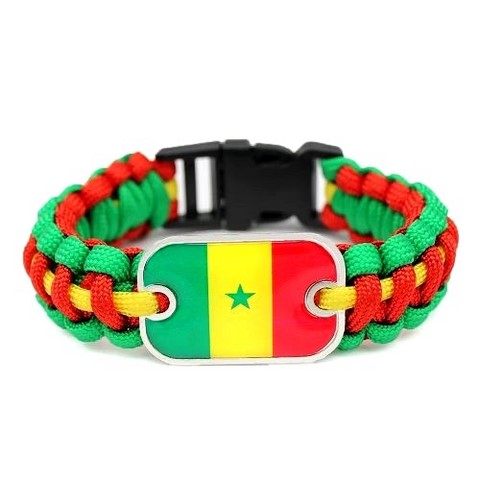 Bracelet plaque acier, Drapeau national, supporters ,Drapeau, fans supporters, Sénégal,