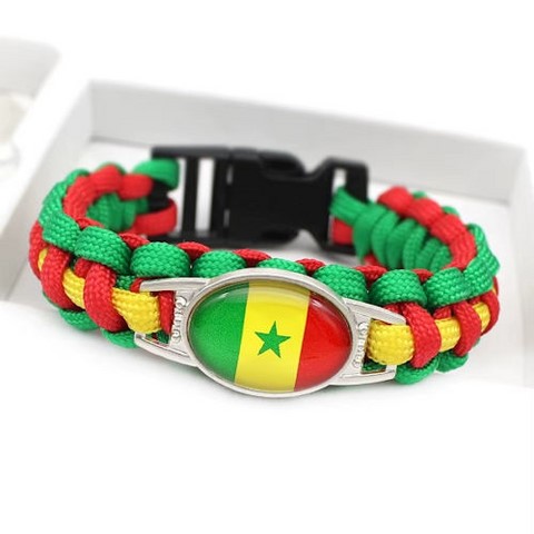 Bracelet plaque acier, Drapeau national, supporters ,Drapeau, fans supporters, Sénégal,