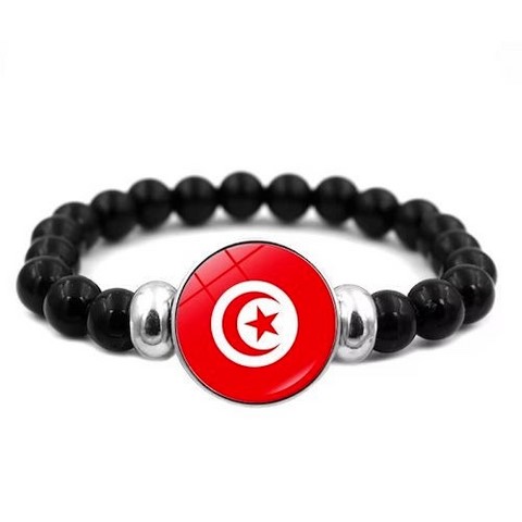 Bracelet plaque acier, Drapeau national, supporters ,Drapeau, fans supporters, Algérie,