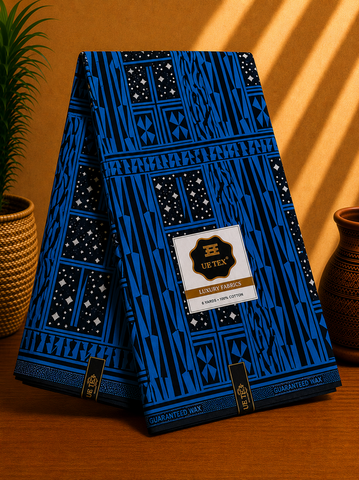 Ndop Bamiléké Cameroun bleu, 6 yard, Djankawax, tissus pagnes, wax,