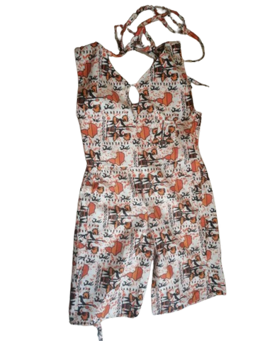 Combi-short femme en tissu pagne wax