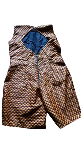 Combi-short dos nu en tissu pagne wax