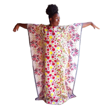 Robe africaine, Gant, Gandoura, longue en tissu pagne wax du Cameroun,