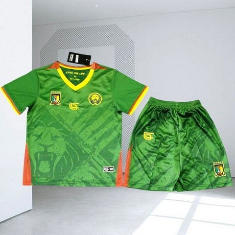 ​Children's Football Kit: Cameroon White Shirt + Shorts, Enfant Maillot + Short Cameroun, Can, Caf, Afrique,
