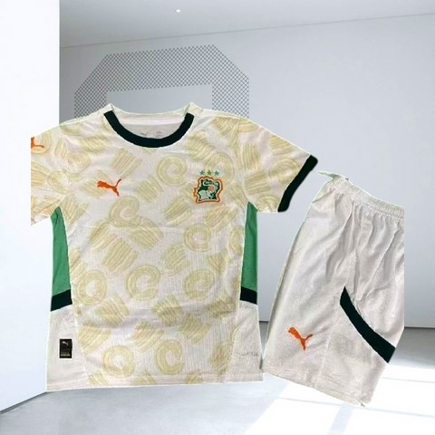 Ensemble Football Cote d'ivoire, Enfant, Maillot + Short, blanc,
