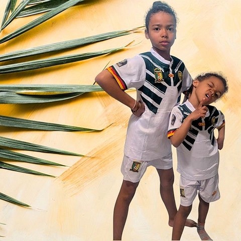 Ensemble Football Enfant Maillot + Short Cameroun, blanc,