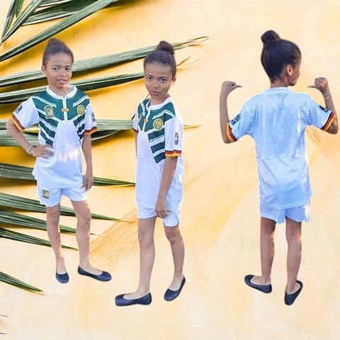 Ensemble Football Enfant Maillot + Short Cameroun, blanc,