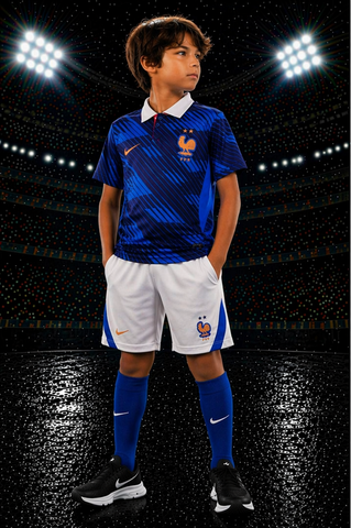 Ensemble Football Enfant Maillot + Short, blanc, France,