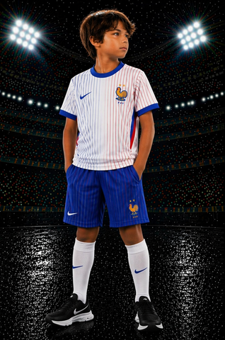 Ensemble Football Enfant Maillot + Short, blanc, France,
