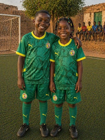 Ensemble Football Enfant Maillot + Short, vert, Sénégal,