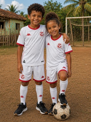 Ensemble Football Tunisie Enfant Maillot + Short, 2026. jaune, AiglesDeCarthage, SupporterTunisien, Can, Caf, Afrique,