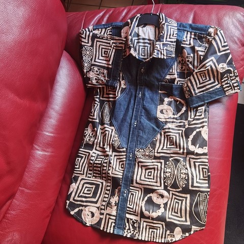 Chemise homme en tissu pagne wax du Cameroun,