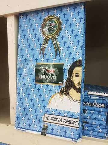 Tissu pagne wax africain, Je suis la lumière (Jésus),