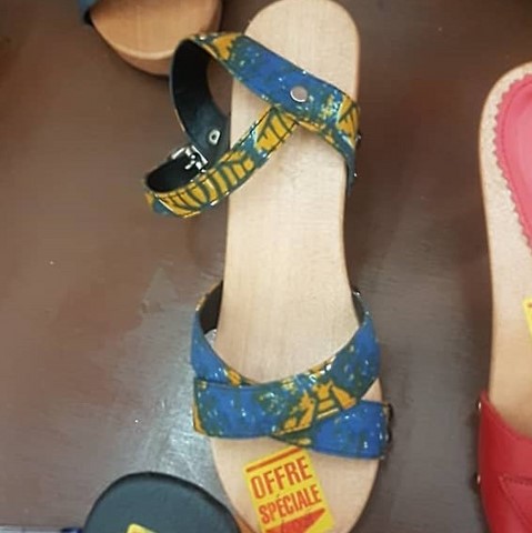 Chaussures, Sandales à talons en tissu pagne wax africain