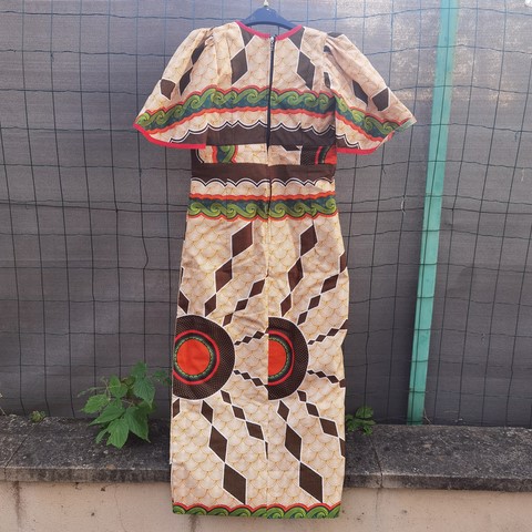 Robe africaine kaba, boubou en tissu pagne wax, 