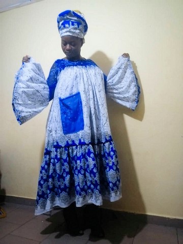 Robe africaine en tissu pagne wax Cameroun