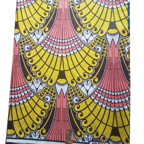 Coupons de tissus pagne wax africain vert/multicolore,ventes solidairelLa ferme de Léo,