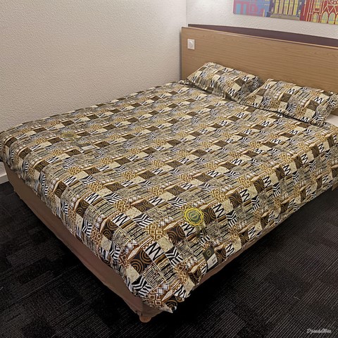 Housse de couette + taies en tissu pagne wax africain,