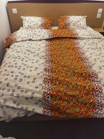 Parure housse de couette + 2 taies d'oreillers en tissu pagne wax,