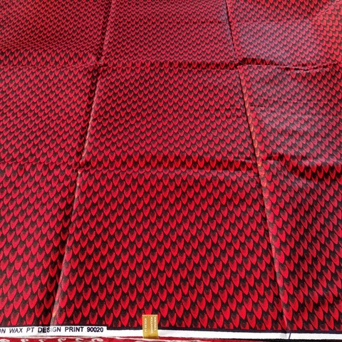 Tissu pagne wax-Coton-écailles rouges, Lafermedeleo-Djankawax,