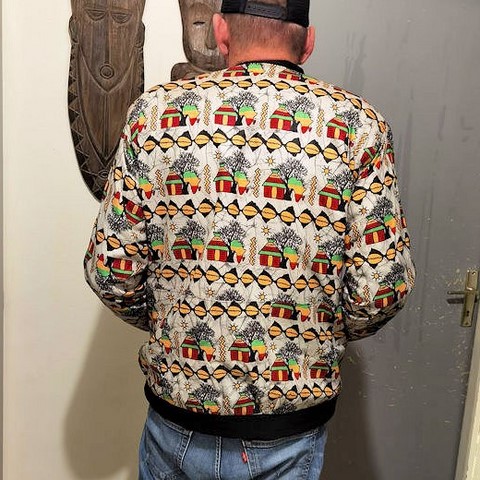 Bombers mixte en tissu pagne Ndop du Cameroun,vêtements,djankawax,