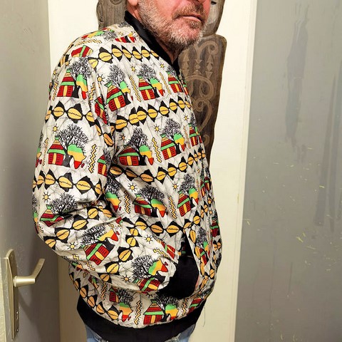 Bombers mixte en tissu pagne Ndop du Cameroun,vêtements,djankawax,