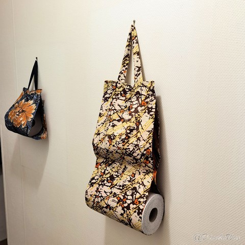 Porte papier toilettes et/ou essuie-tout en tissu pagne wax 1/2/4 compartiments