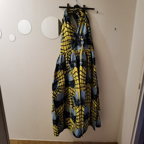 Robe africaine en tissu pagne wax Cameroun