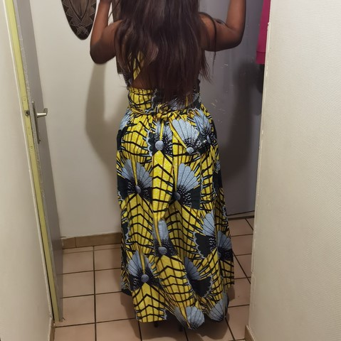 Robe africaine en tissu pagne wax Cameroun