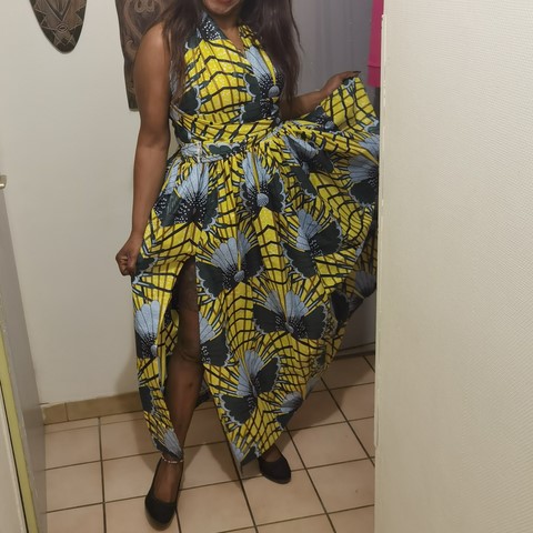 Robe africaine kaba, boubou en tissu pagne wax, 