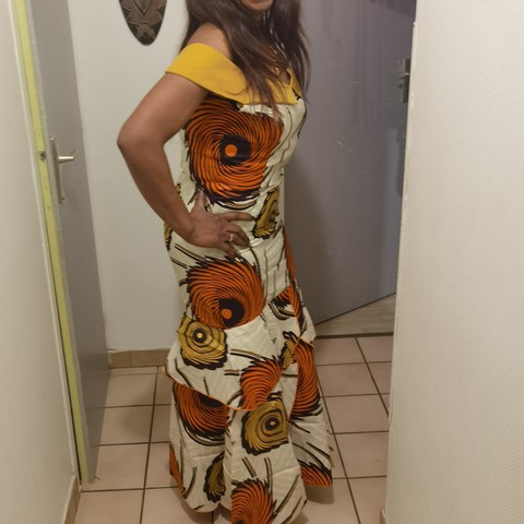 Robe africaine en tissu pagne wax Cameroun,