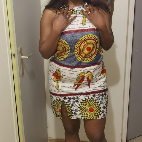 Robe africaine kaba, boubou en tissu pagne wax, 