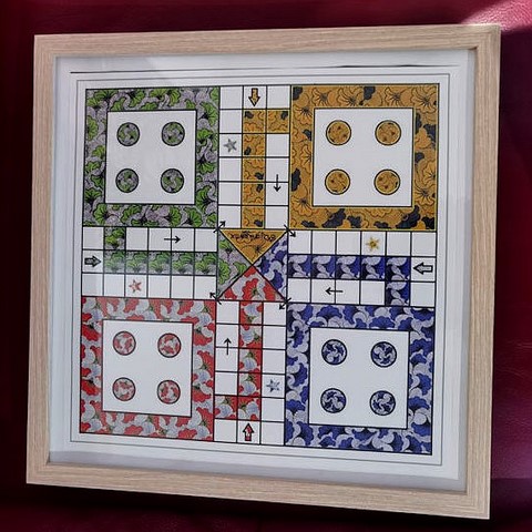 Jeu Ludo Fait Main, personnalisé, imprimé Fleur de mariage, Djankawax, Ludo, Afrique, jeu de société, jeu africain,
