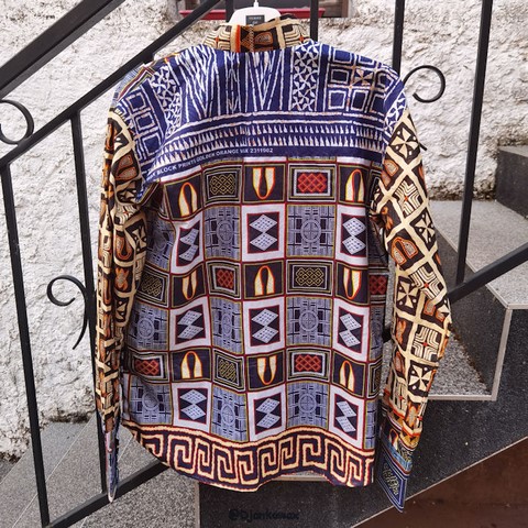 Chemise homme en tissu pagne wax du Cameroun,