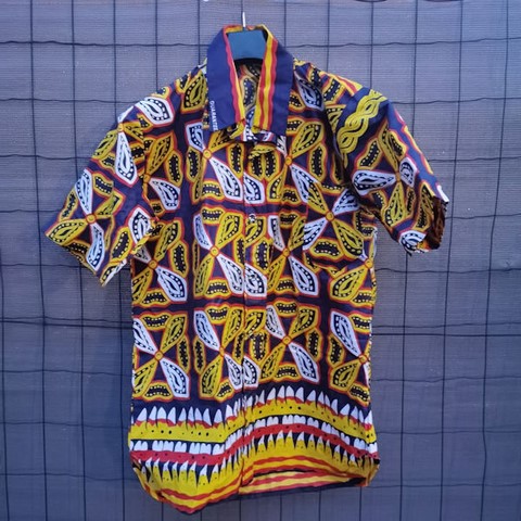 Tunique homme en tissu Ndop Toghu du Cameroun,