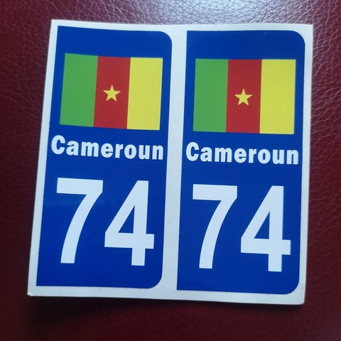 2 Stickers Adhésif Plaque Immatriculation 57 (Haute Savoie) drapeau Cameroun,
