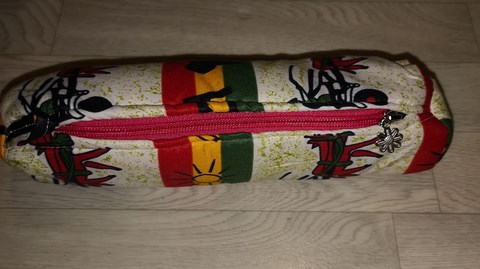 Pencil case in African wax loincloth fabric,