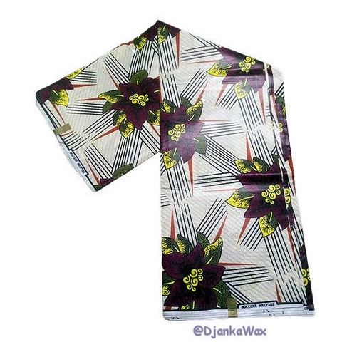 Tissu pagne wax Cameroun, Fleurs violettes, 2 yards,100% Coton, Cameroun, Djankawax,