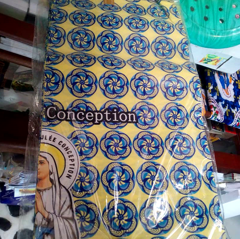 Tissu réligieux, pagne wax africain, Marie, Immaculée Conception