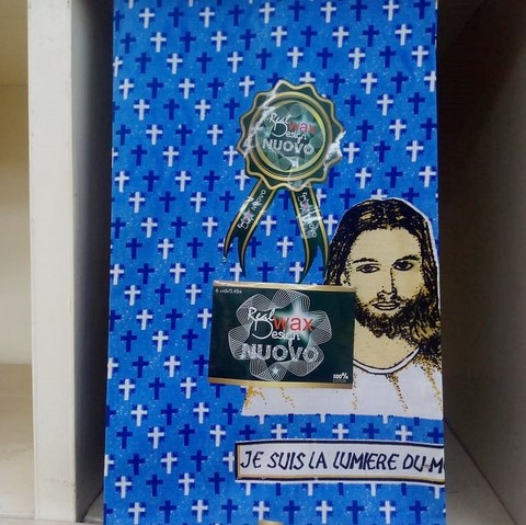 Tissu réligieux, pagne wax africain, Jésus, Je suis la lumière ,