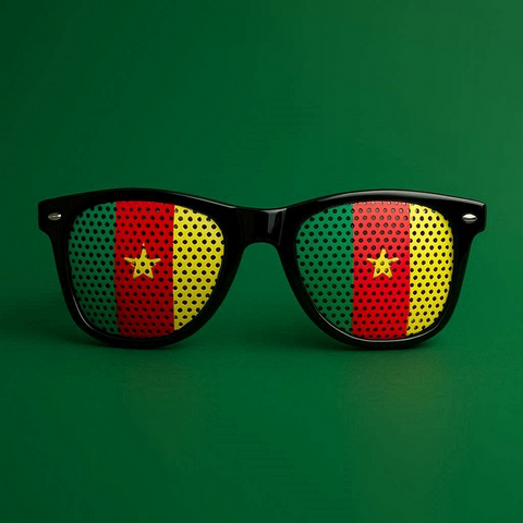 Lunettes de soleil drapeau national Cameroun, supporters Cameroun,Self-adhesive stickers, temporary tattoo Cameroon,Drapeau main supporters Cameroun